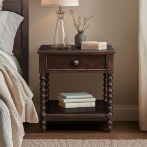 Beckett Turned Wood Spindle Nightstand with Drawer & Shelf from Madison Park Signature in  Morocco Brown. Beckett Turned Wood Spindle Nightstand with Drawer & Shelf from Madison Park Signature in  Morocco Brown. Beckett Turned Wood Spindle Nightstand with Drawer & Shelf from Madison Park Signature in  Morocco Brown. Beckett Turned Wood Spindle Nightstand with Drawer & Shelf from Madison Park Signature in  Morocco Brown. Beckett Turned Wood Spindle Nightstand with Drawer & Shelf from Madison Park Signature in  Morocco Brown.