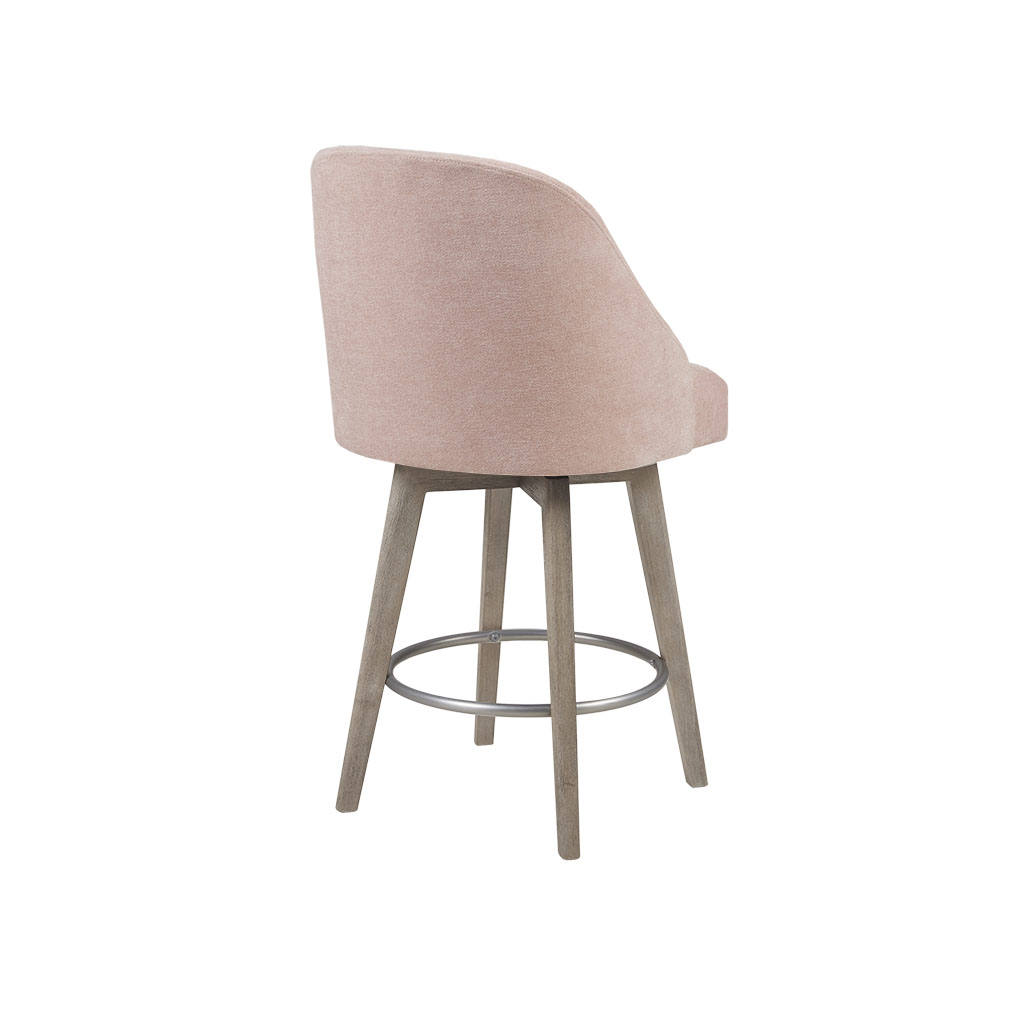 Pearce Swivel Upholstered Counter Stool with Solid Wood Legs & Metal Footrest