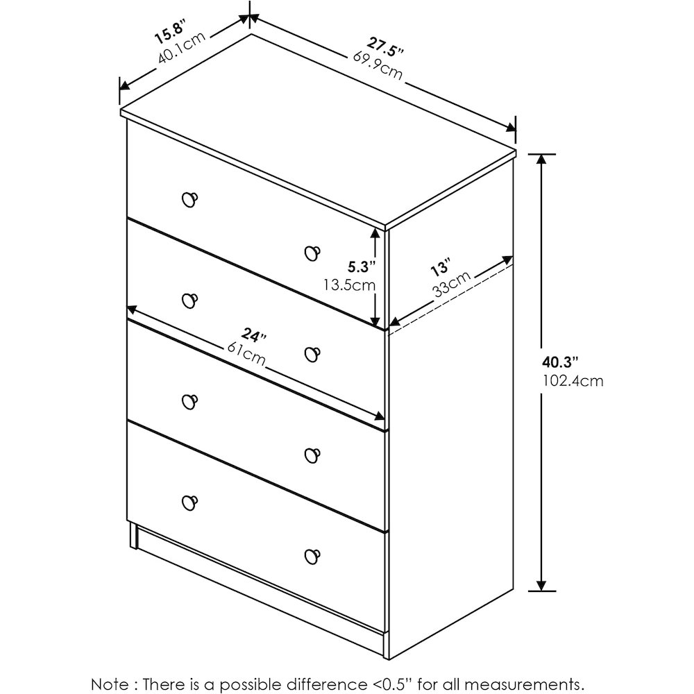Furinno Tidur Simple Design 4-Drawer Dresser