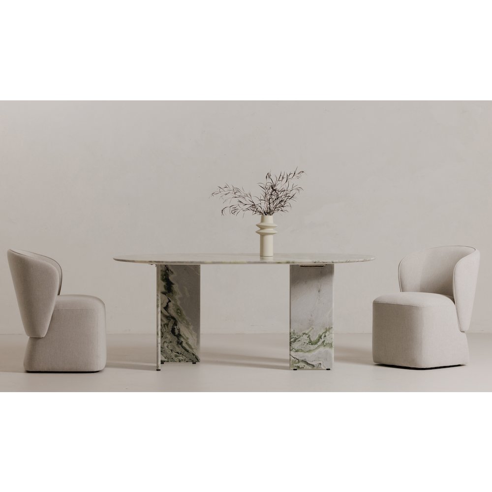Celia Oval Dining Table Green Onyx Marble