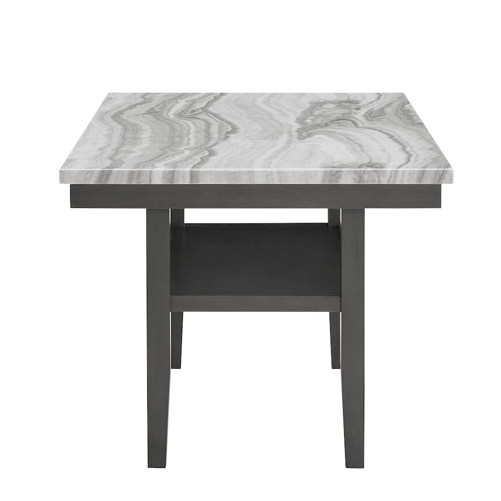Selena 5-Piece 60″ Gray Faux Marble Dining Set – Rectangular Table with 4 Chairs