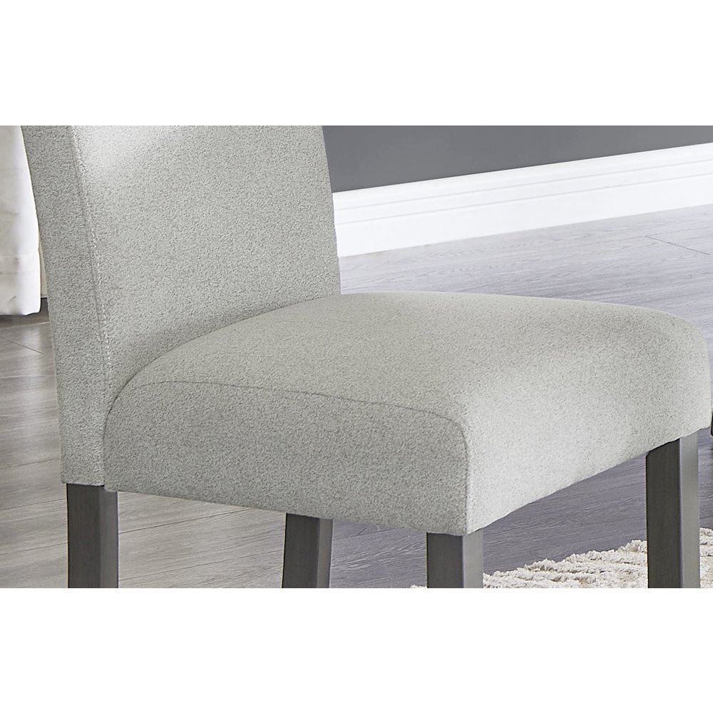 Selena Set of 2 Light Gray Fabric Counter Chairs with Gray Wood Frame & Footrest