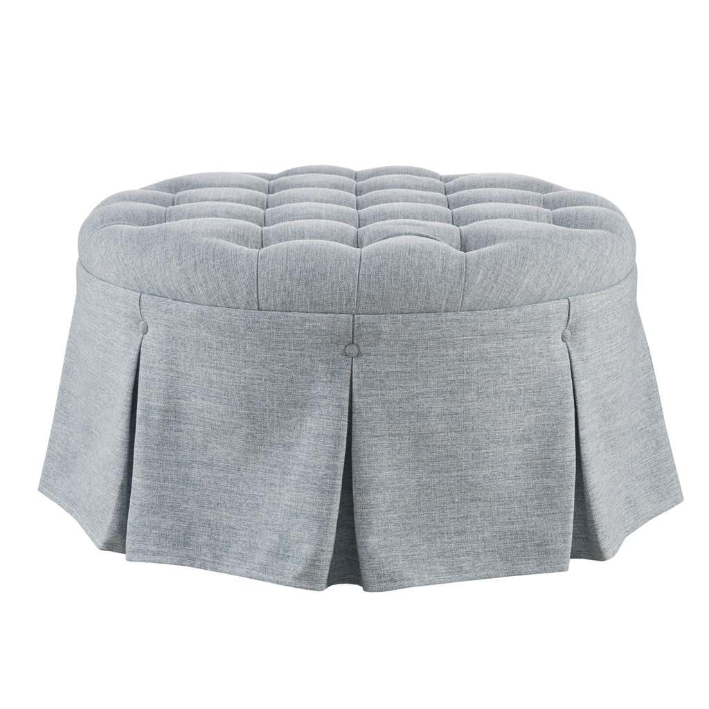 Terri Skirted Tufted 32″ Round Ottoman