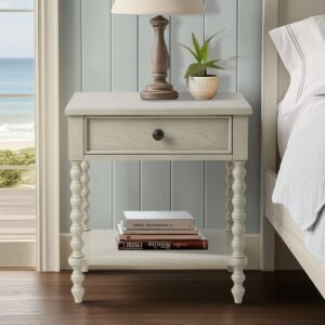 Beckett Turned Wood Spindle Nightstand with Drawer & Shelf from Madison Park Signature in  Antique Cream. Beckett Turned Wood Spindle Nightstand with Drawer & Shelf from Madison Park Signature in  Antique Cream. Beckett Turned Wood Spindle Nightstand with Drawer & Shelf from Madison Park Signature in  Antique Cream. Beckett Turned Wood Spindle Nightstand with Drawer & Shelf from Madison Park Signature in  Antique Cream. Beckett Turned Wood Spindle Nightstand with Drawer & Shelf from Madison Park Signature in  Antique Cream.