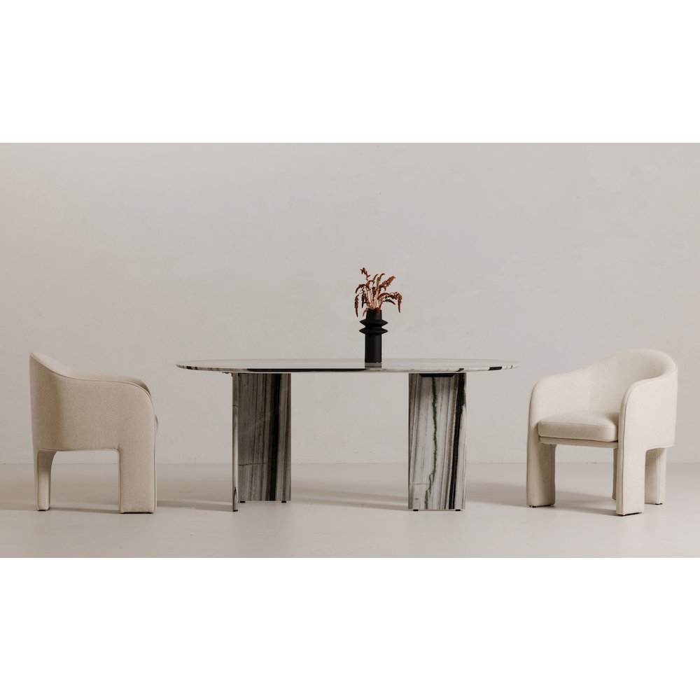 Celia Oval Dining Table Panda Marble
