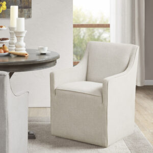 Charlotte Upholstered Dining Arm Chair with Hidden Casters from Madison Park in  Cream. Charlotte Upholstered Dining Arm Chair with Hidden Casters from Madison Park in  Cream. Charlotte Upholstered Dining Arm Chair with Hidden Casters from Madison Park in  Cream. Charlotte Upholstered Dining Arm Chair with Hidden Casters from Madison Park in  Cream. Charlotte Upholstered Dining Arm Chair with Hidden Casters from Madison Park in  Cream.