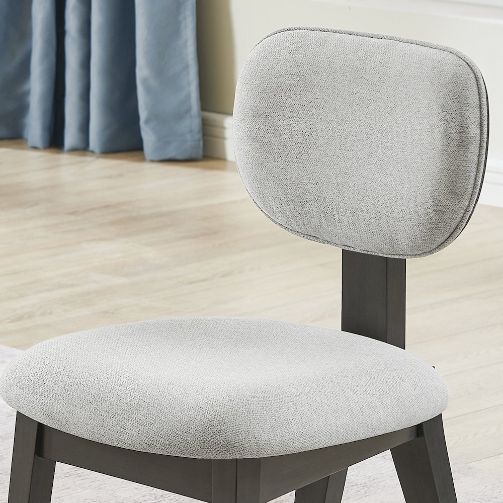 Valencia Set of 2 Light Gray Fabric Upholstered Dining Chairs with Wood Frame