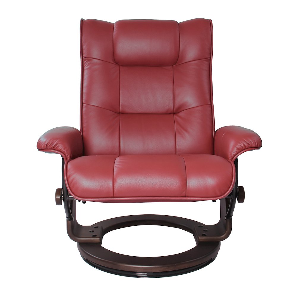 Scandinavian style leather / vinyl match recline chair & matching ottoman