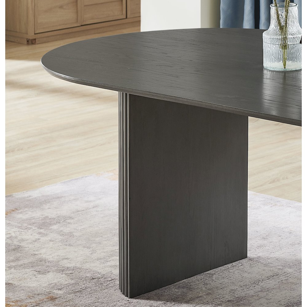 Valencia 80″ Oval Gray Oak Finish Dining Table with Dual Pedestal Base – Seats 6