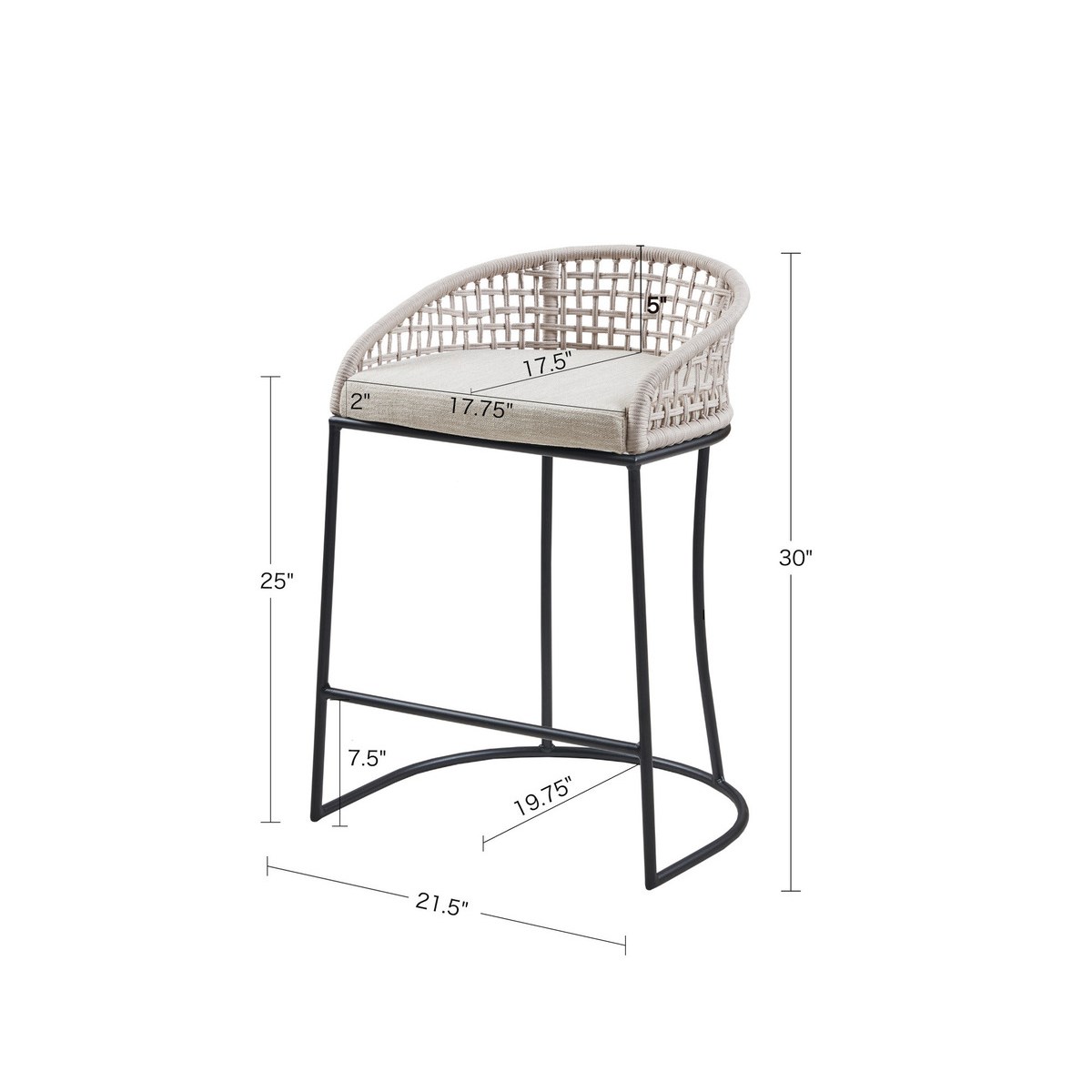 Hermosa Woven Counter Stool 25″