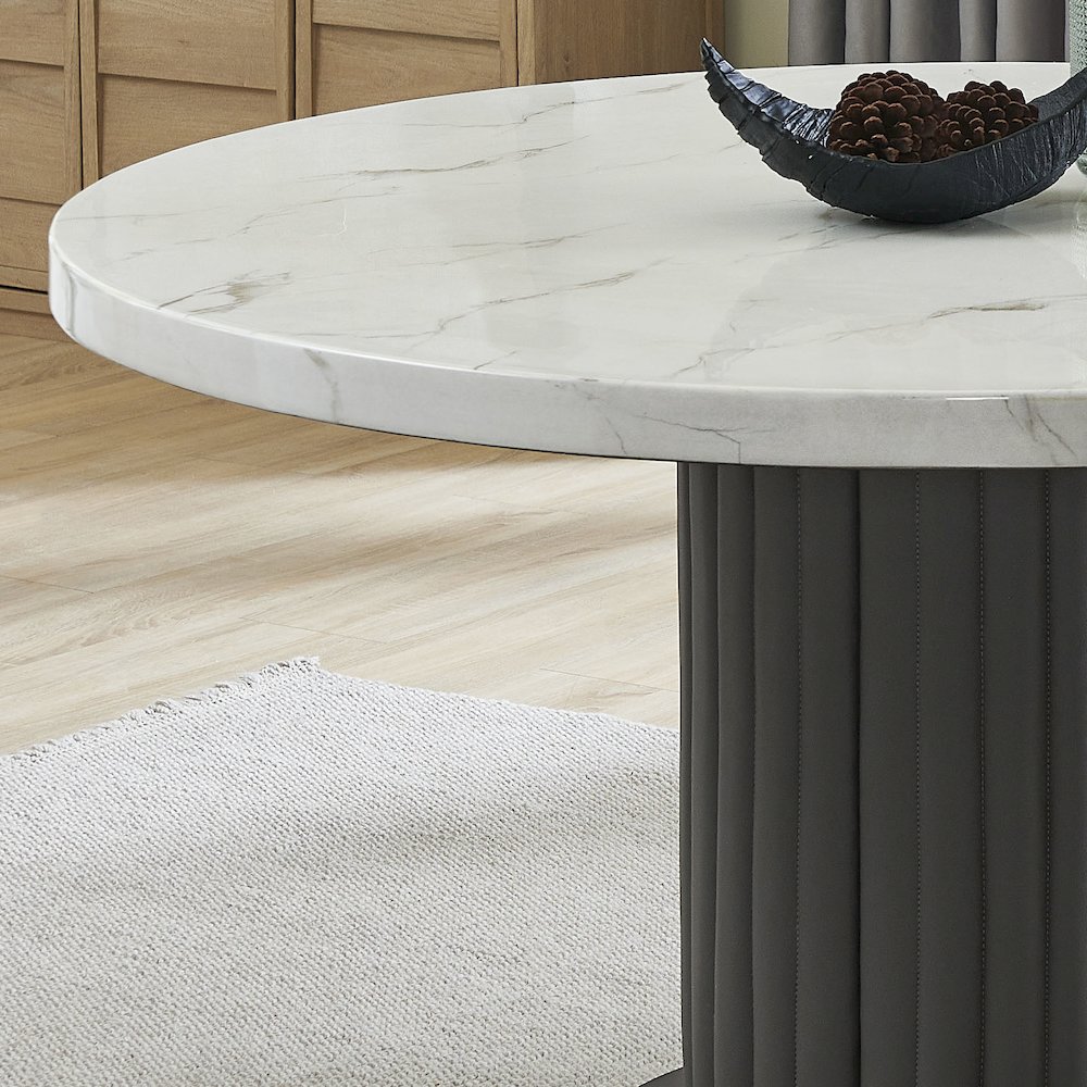 Valencia 54″ Round White Faux Marble Dining Table