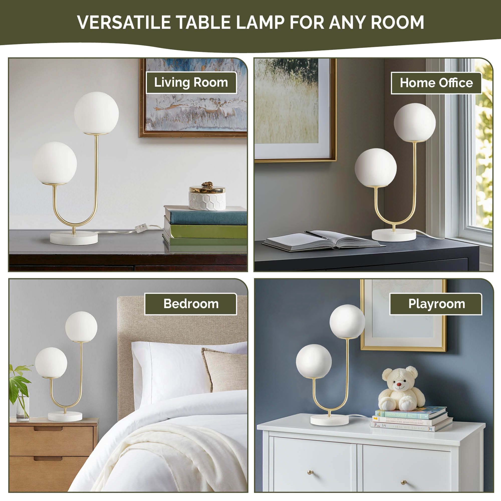 Zusa Metal 2-Light Globe Table Lamp