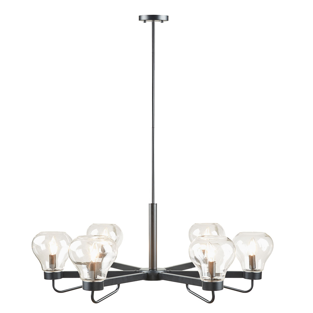 Devon 6-Light Chandelier with Bowl Shaped Glass Shades
