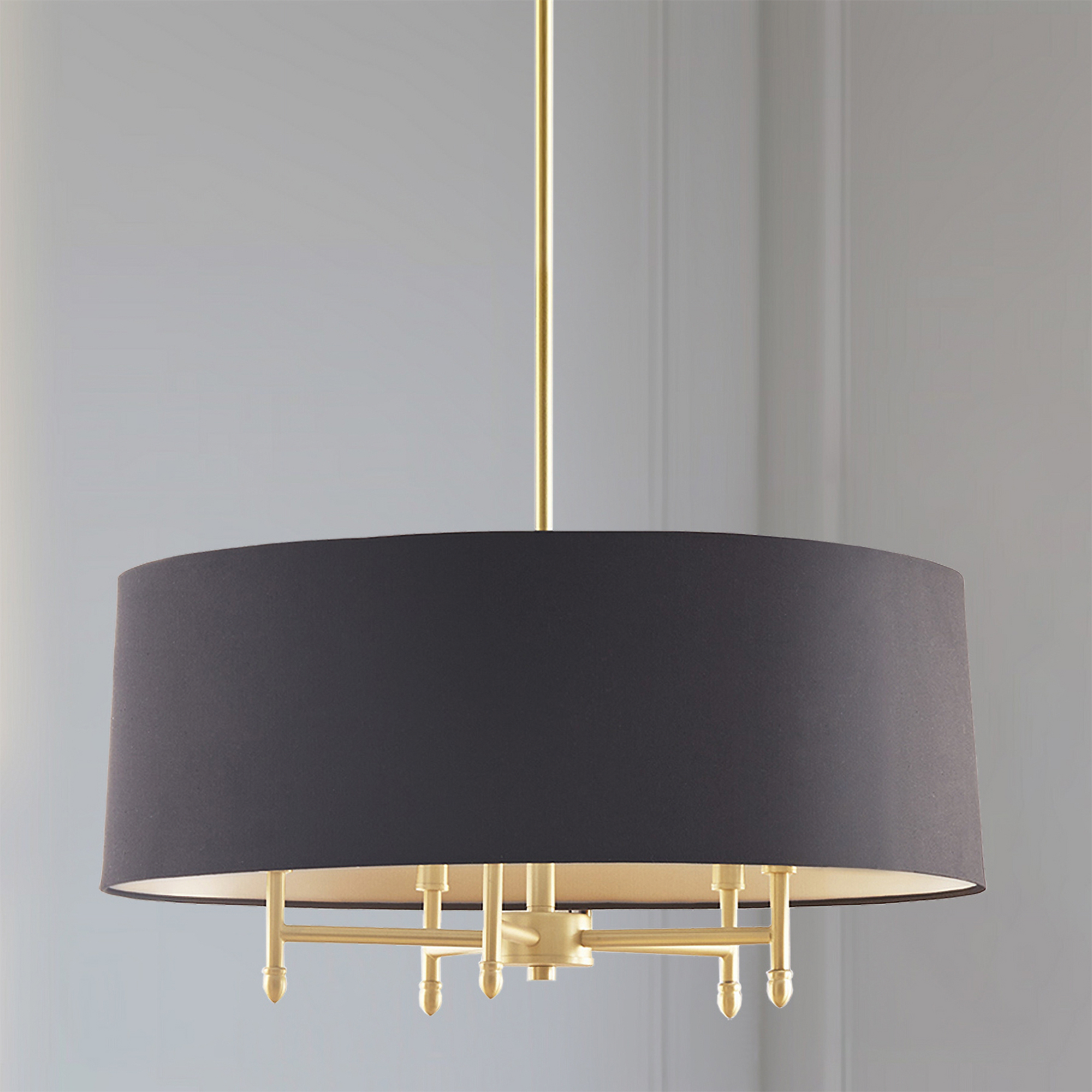Presidio 5-Light Dimmable Chandelier with Drum-shaped Fabric Shade & Adjustable Height