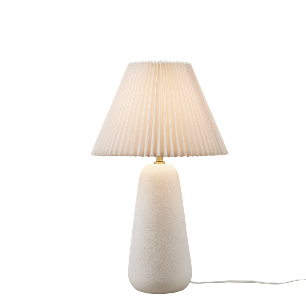 Veluna Textured Ceramic Table Lamp with Fluted Fabric Shade