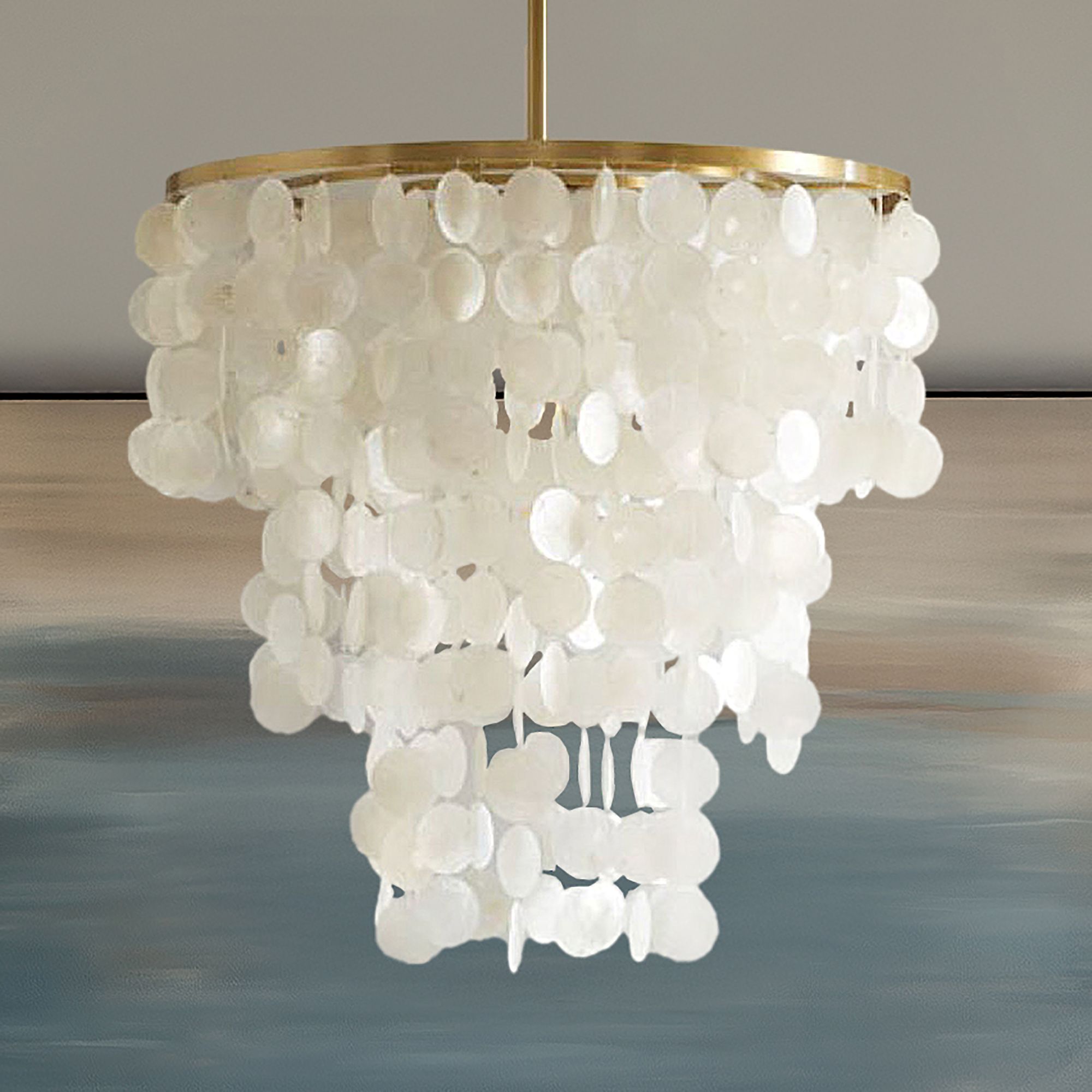Isla Dimmable Layered Capiz Shell Chandelier