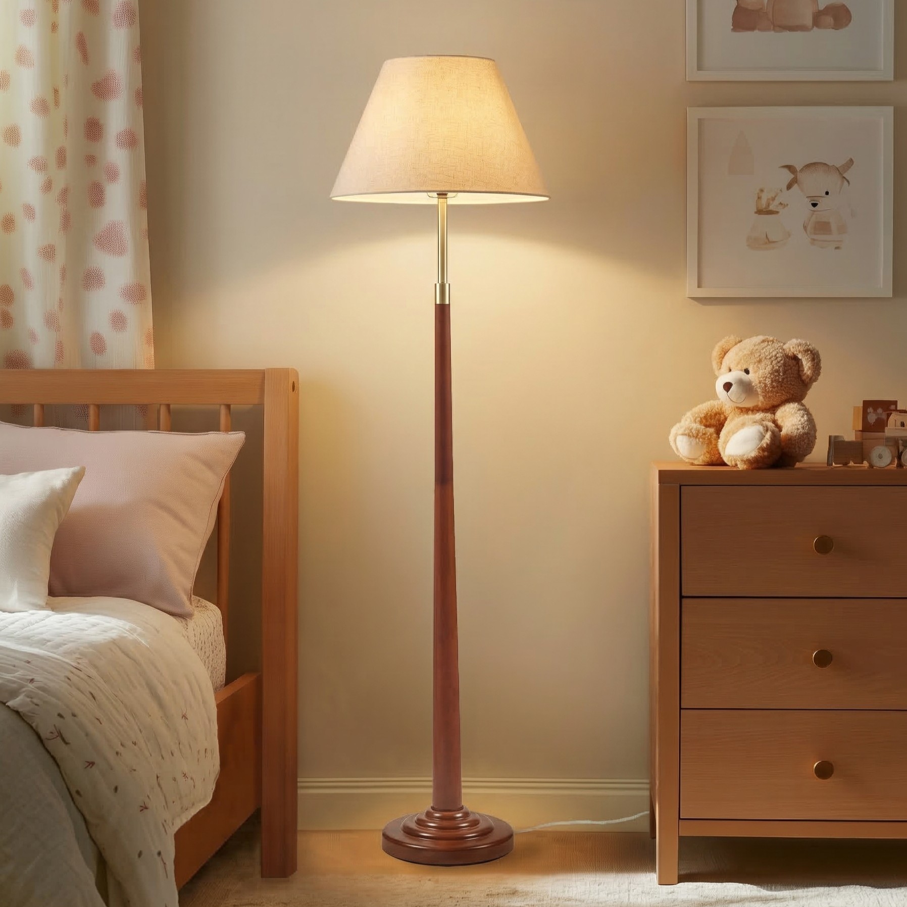 Verla Tapered Faux Wood Dimmable Floor Lamp