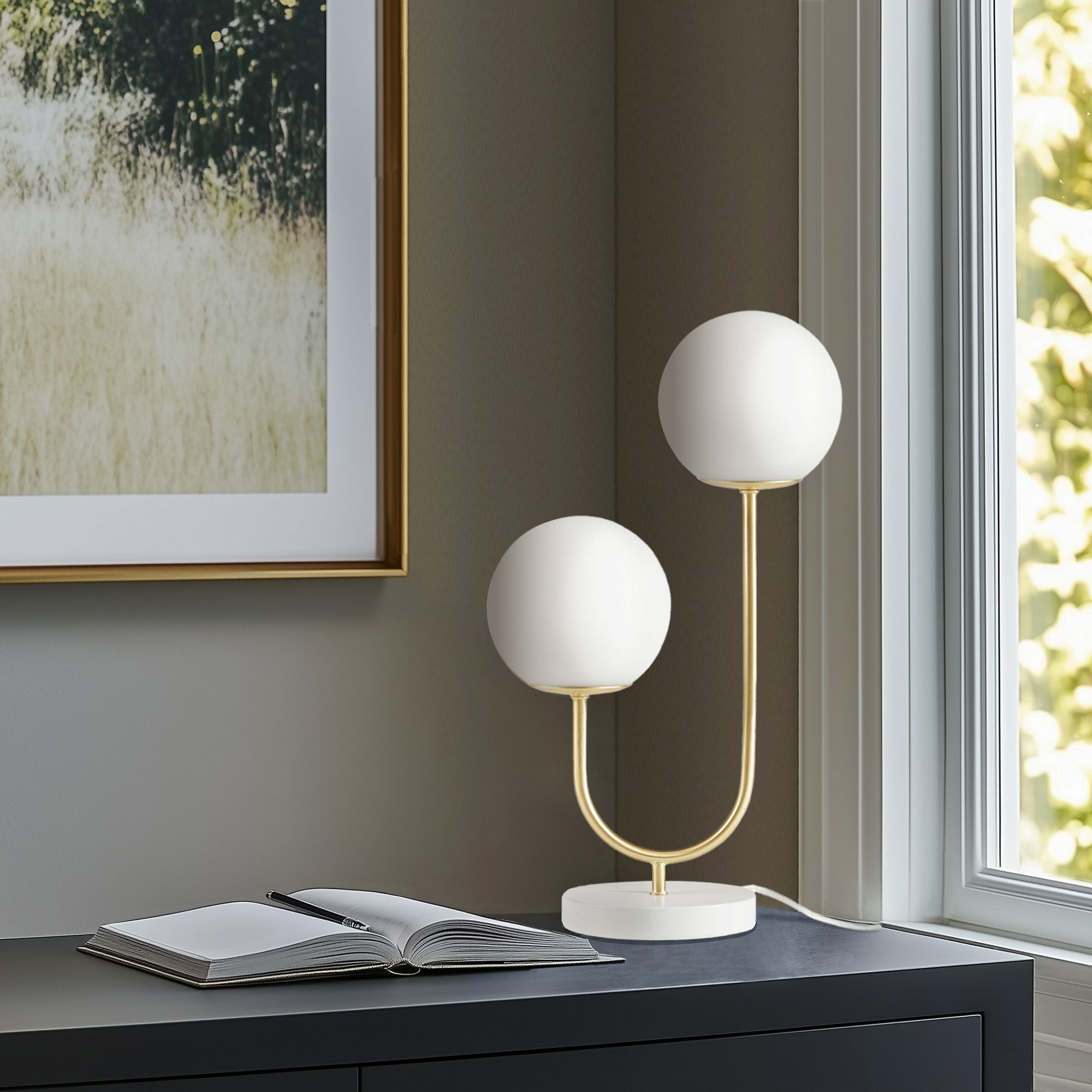 Zusa Metal 2-Light Globe Table Lamp