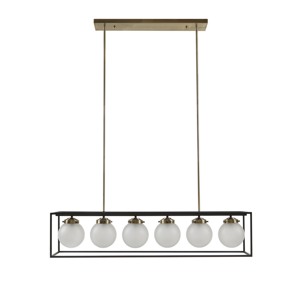 Helena 6-Light Frosted Glass Globe Linear Chandelier