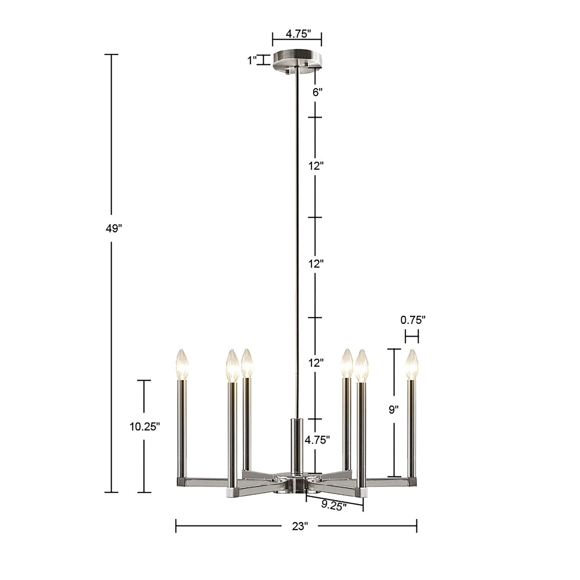 Renzetti 6-Light Contemporary Candelabra Styled Chandelier