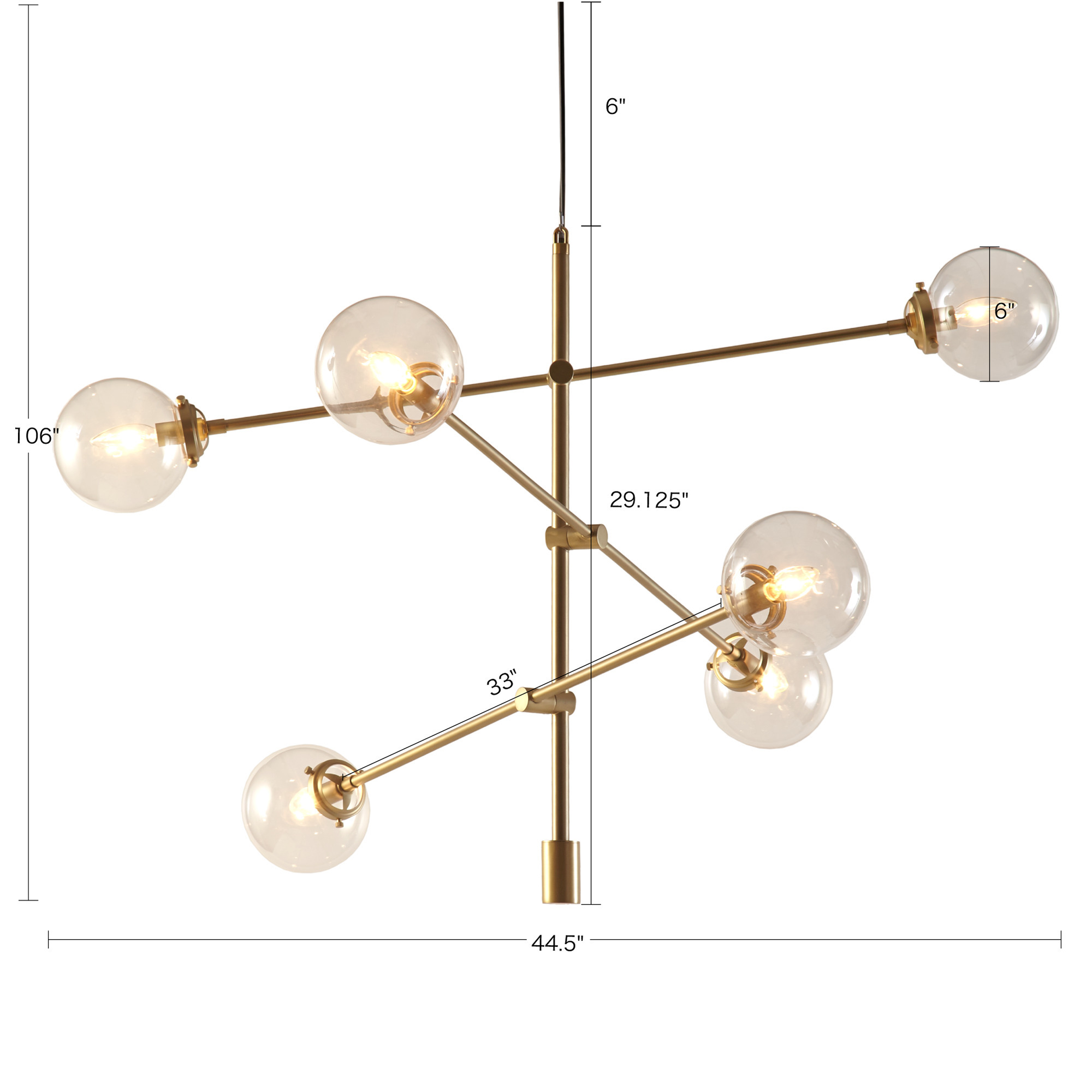 Cyrus 6-Globe Light Architectural Metal Chandelier