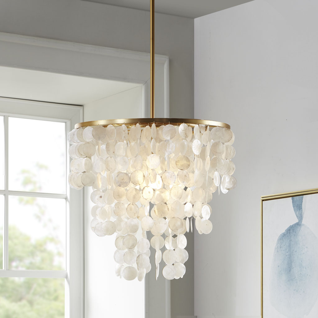 Isla Dimmable Layered Capiz Shell Chandelier