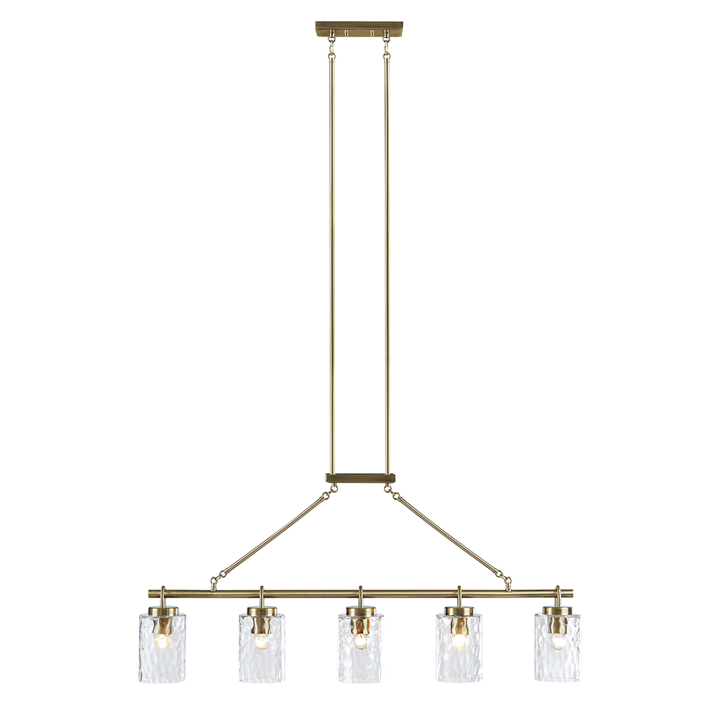 Curiana 5-light Linear Chandelier with Textured Glass Shades