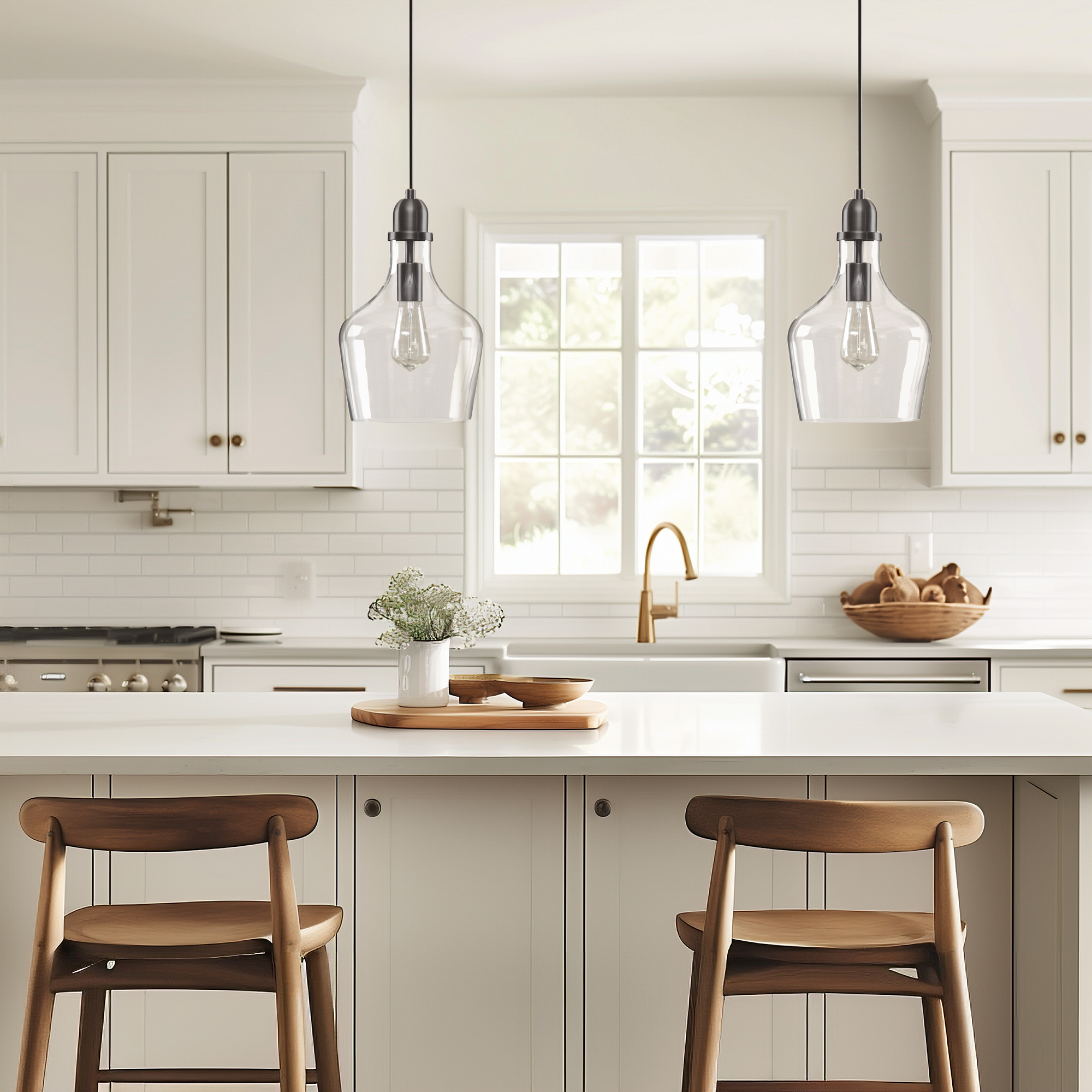 Auburn Bell Shaped Hanging Glass Pendant Light