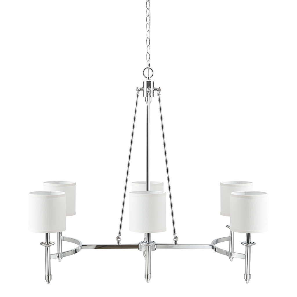 Elegenza 6-light Chandelier with Fabric Drum Shades