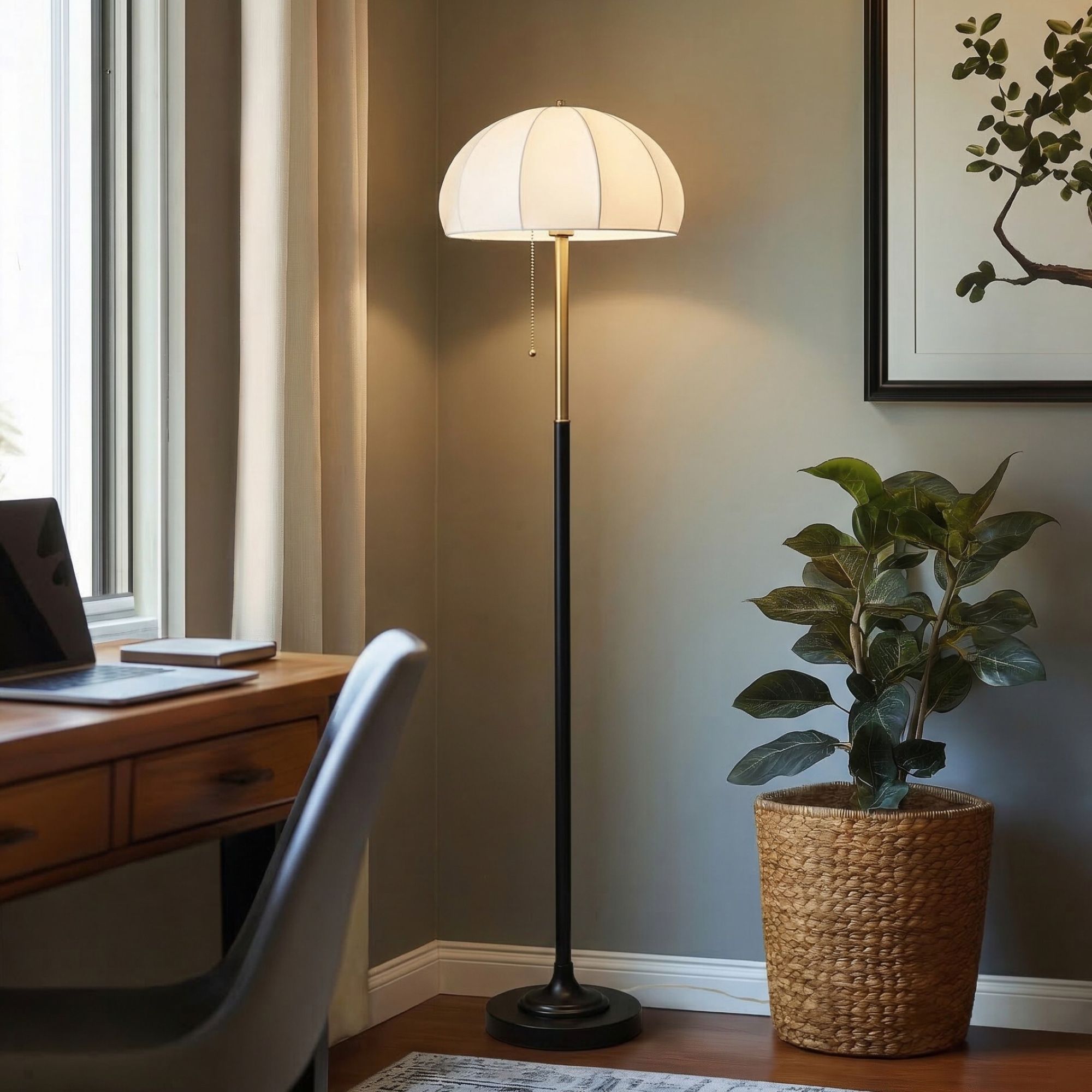 Serin Dimmable Floor Lamp with Dome Shade