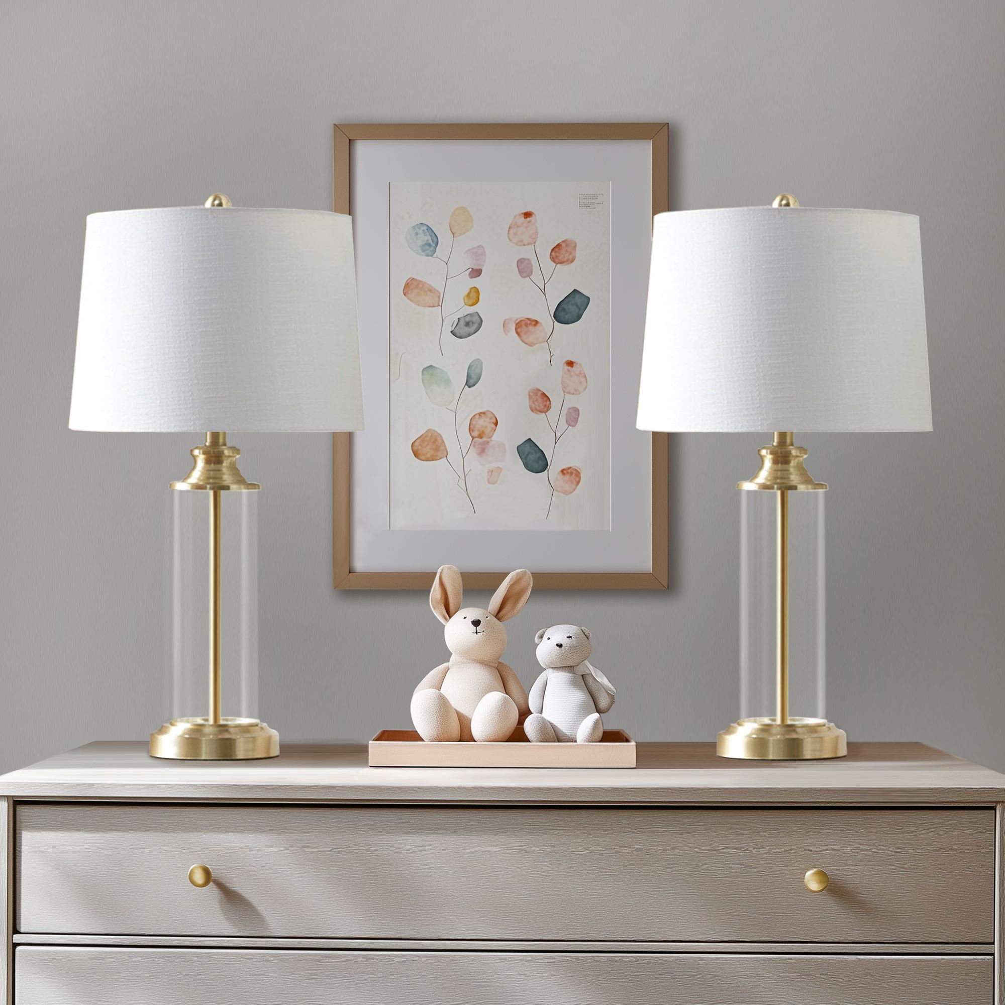 Clarity Glass Cylinder Table Lamp Set of 2