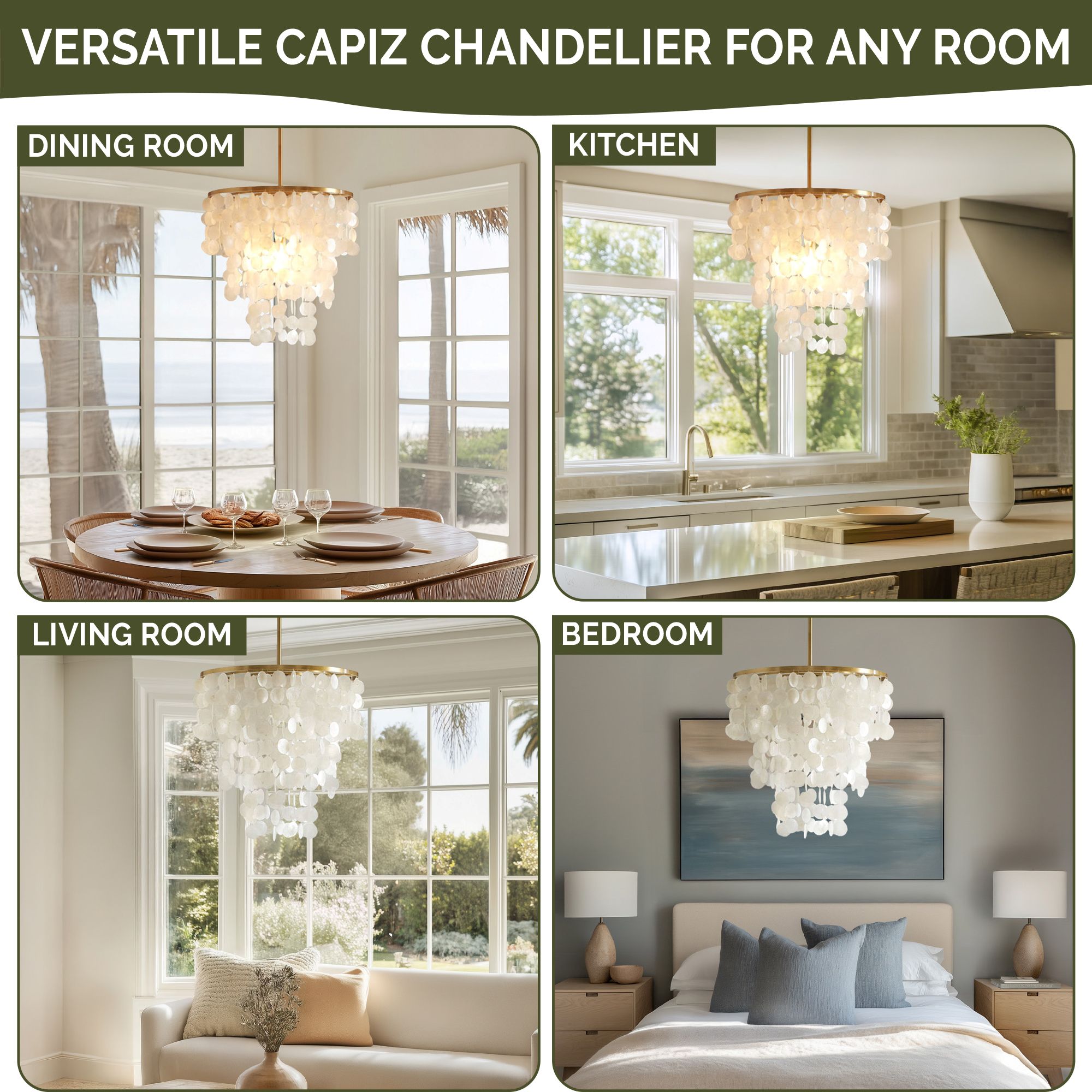 Isla Dimmable Layered Capiz Shell Chandelier