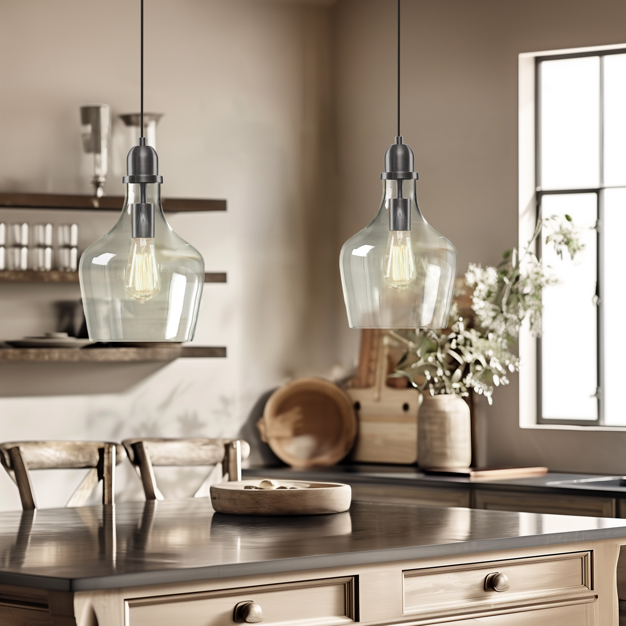 Auburn Bell Shaped Hanging Glass Pendant Light