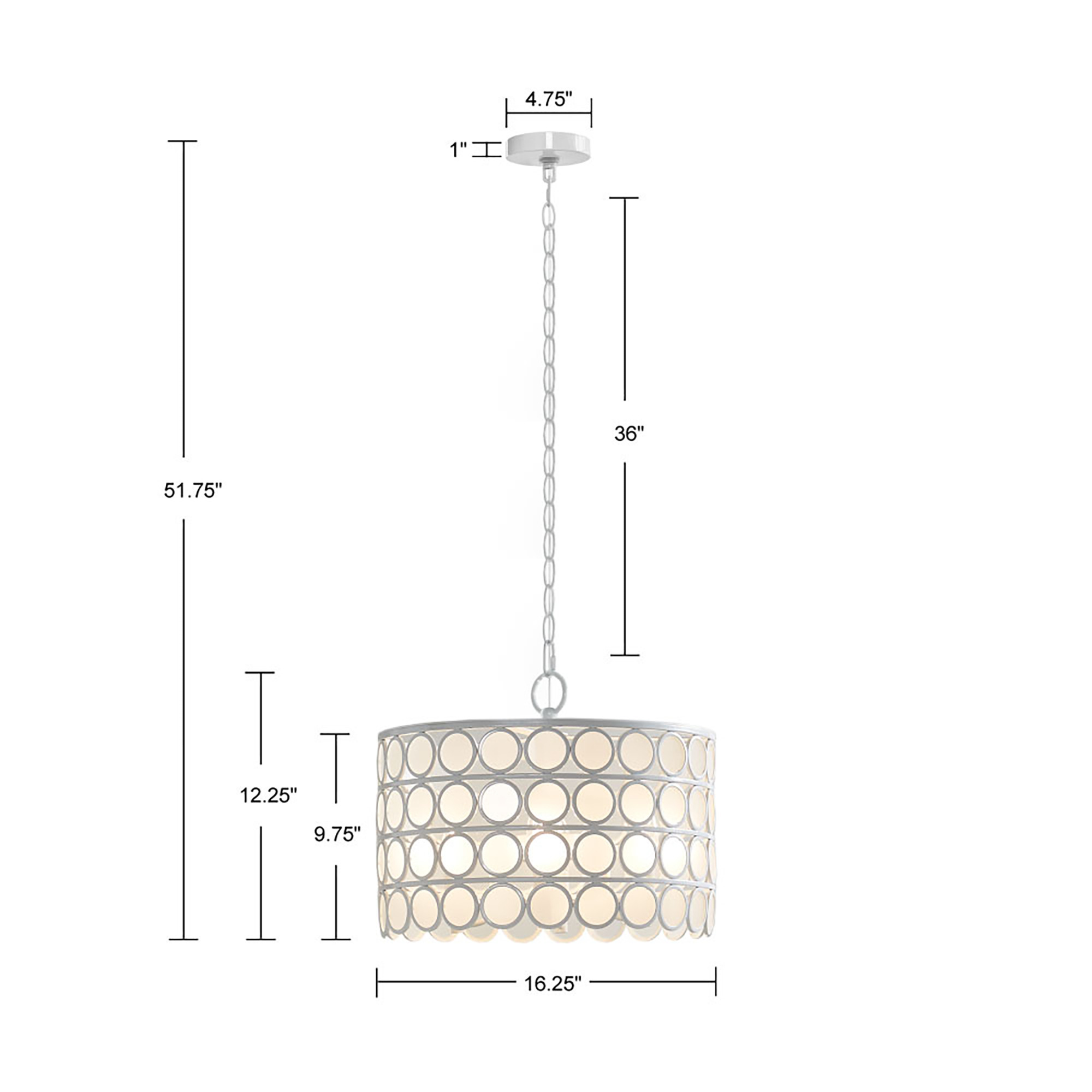 Abbot 4-Light Glass Drum Shade Chandelier