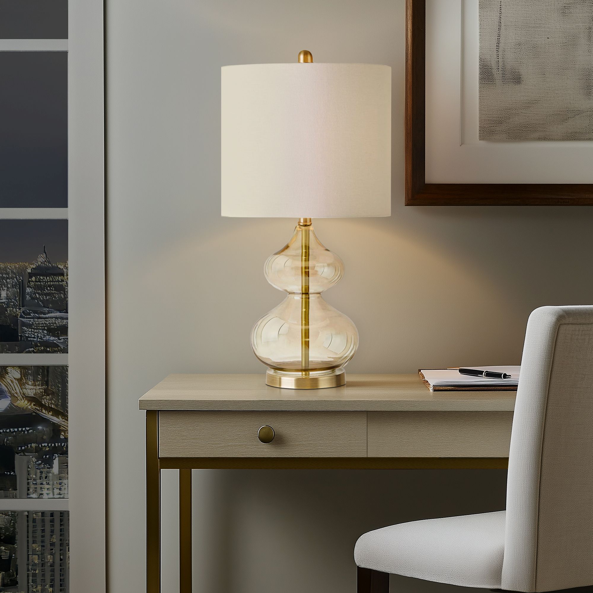 Ellipse Curved Gourd Glass Table Lamp