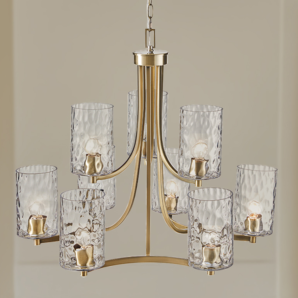Opulentia 9-light Round Tiered Chandelier with Textured Glass Shades
