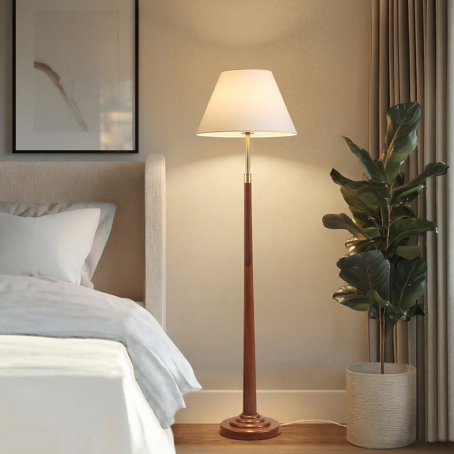 Verla Tapered Faux Wood Dimmable Floor Lamp