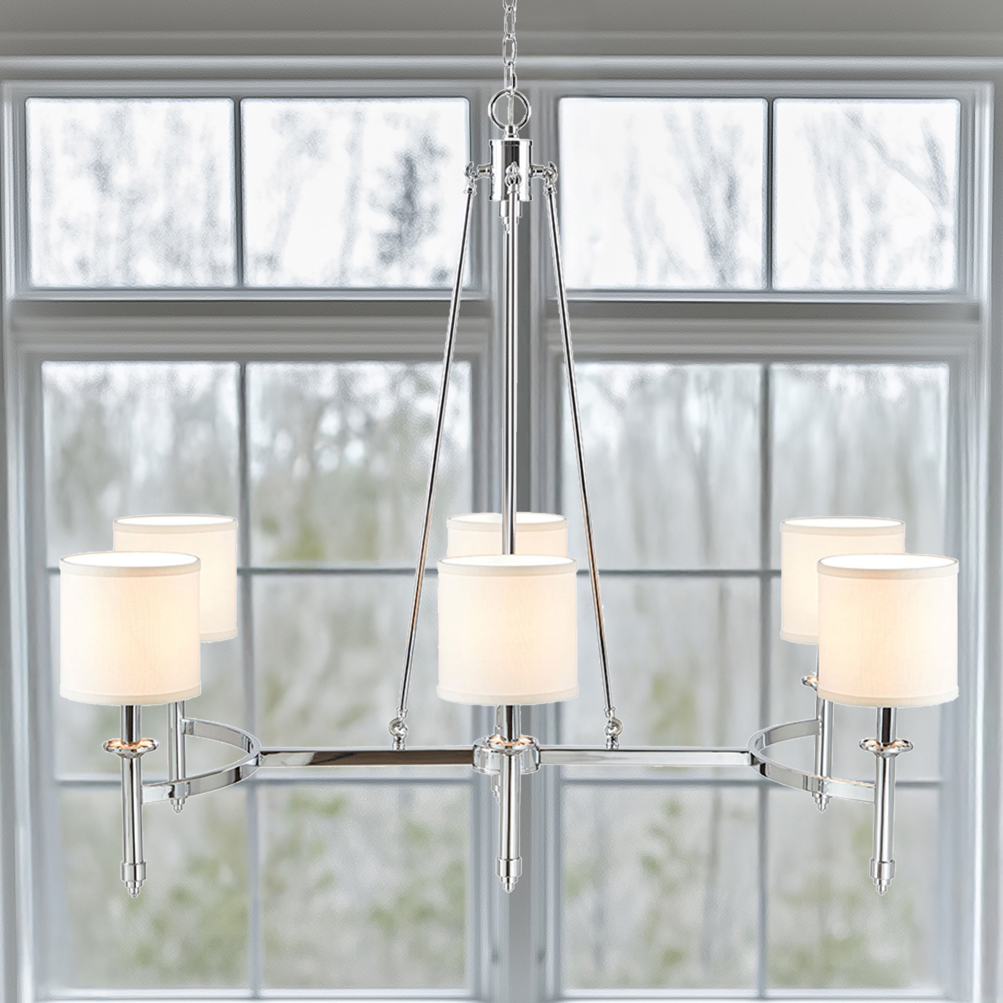 Elegenza 6-light Chandelier with Fabric Drum Shades