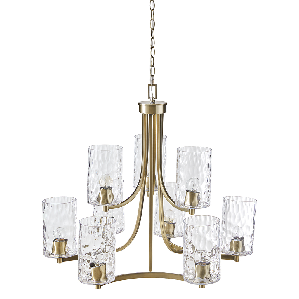 Opulentia 9-light Round Tiered Chandelier with Textured Glass Shades