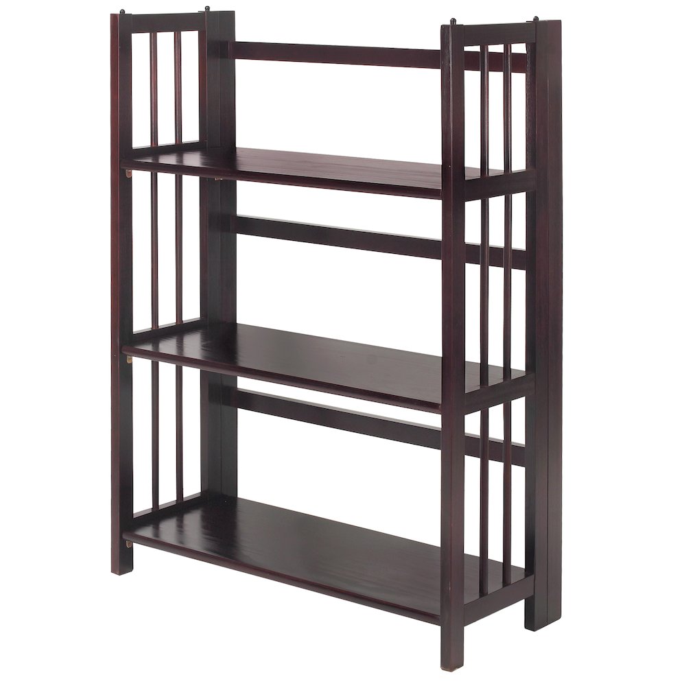3-Shelf Folding Stackable Bookcase 27.5″ Wide-Espresso