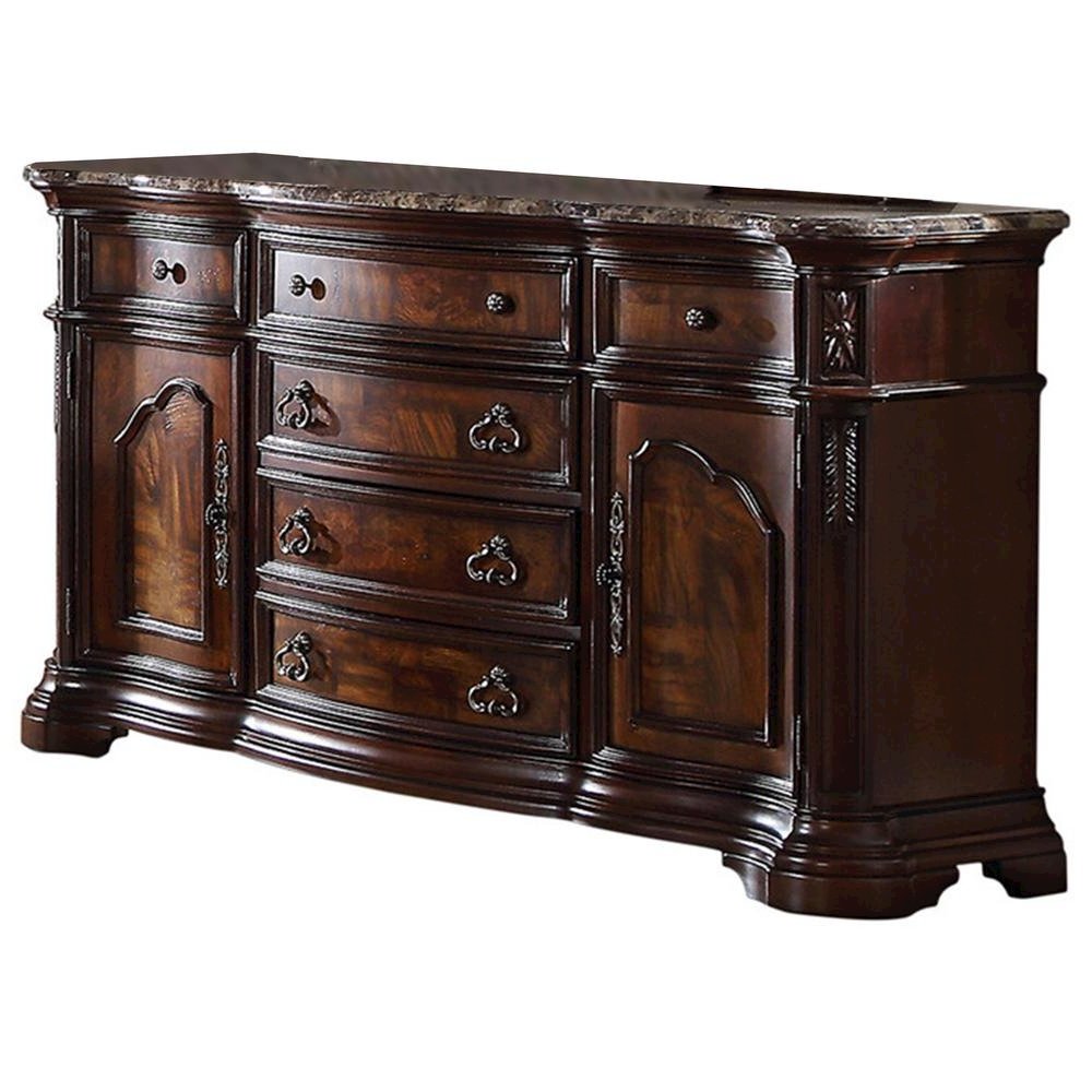 Barney’s Solid Wood Dresser in Walnut with Marble Top