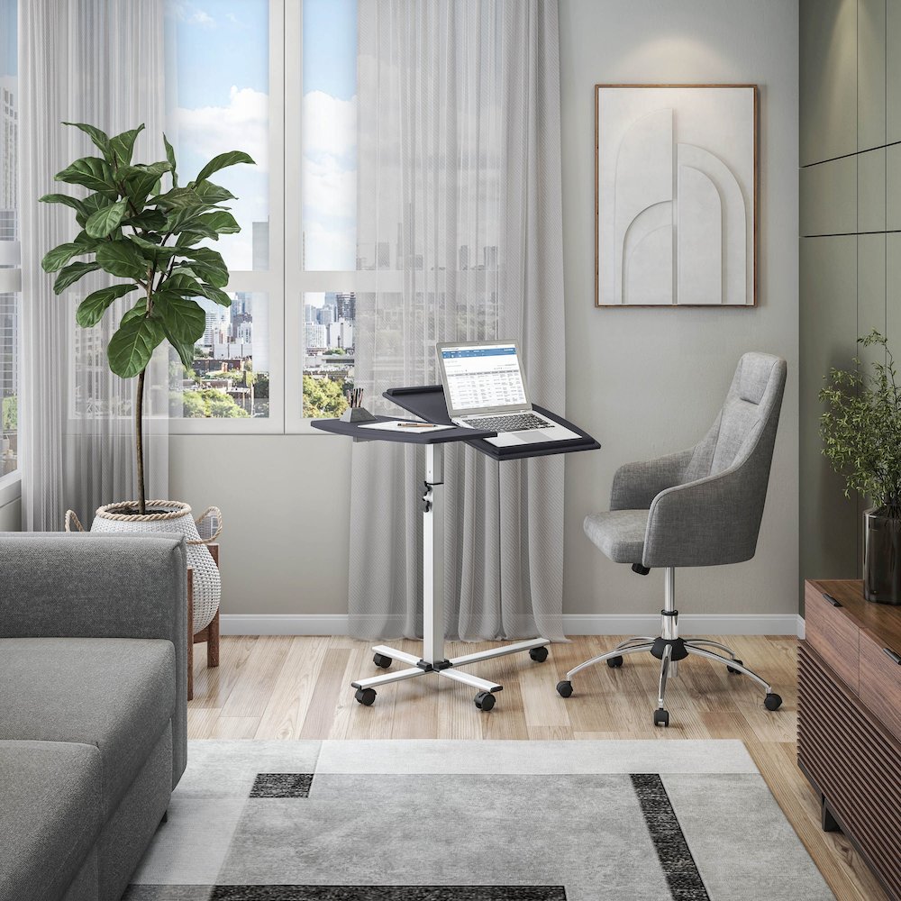 Rolling Adjustable Laptop Cart. Color: Graphite