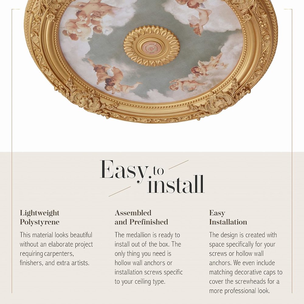 Golden Round Chandelier Ceiling Medallion 36in
