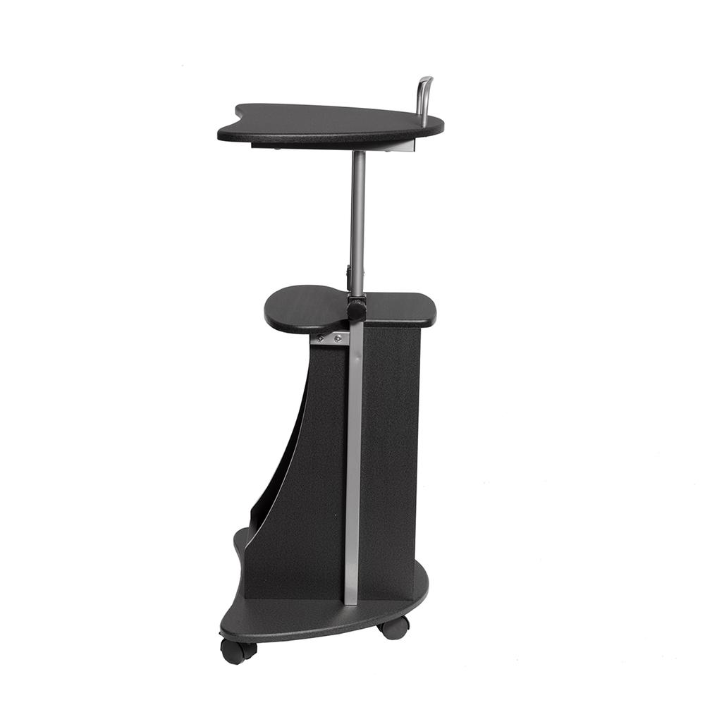 Rolling Adjustable Height Laptop Cart With Storage. Color: Graphite