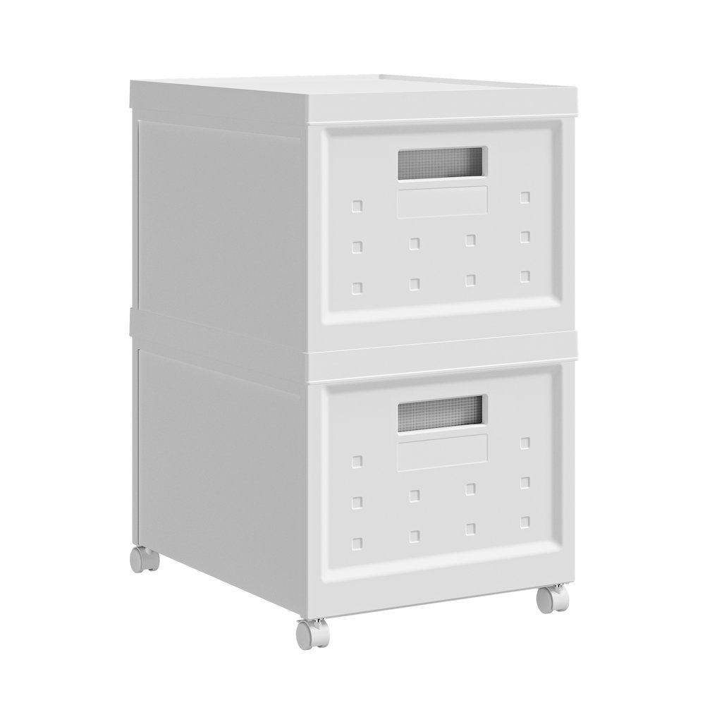 Set of 2 Stackable Rolling File Boxes with Lids and 10 Hanging Files