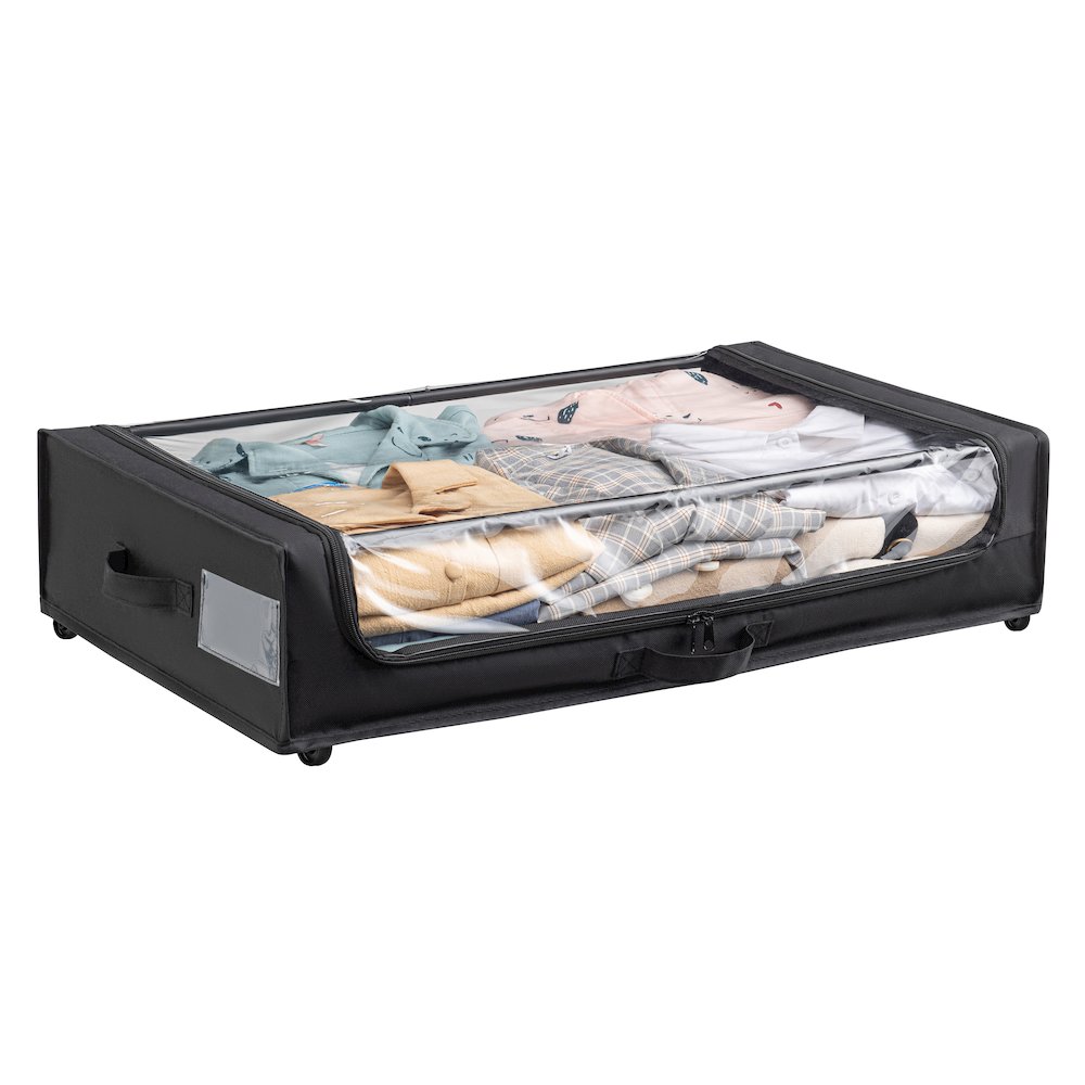 Set of 2 Under-Bed Rolling Storage Container with Transparent Cover