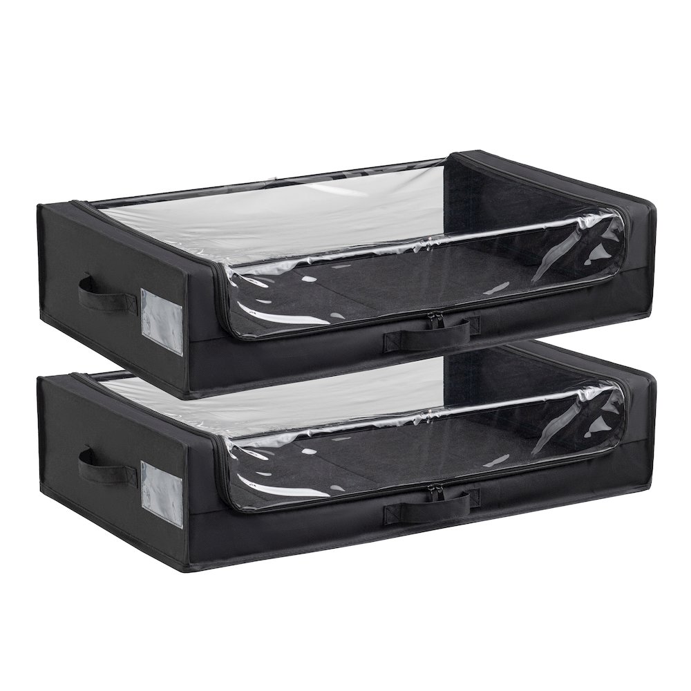 Set of 2 Under-Bed Rolling Storage Container with Transparent Cover