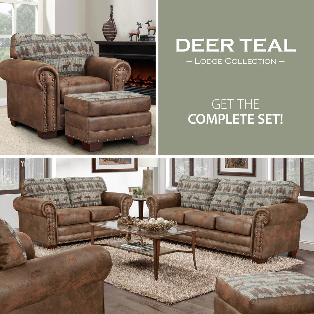American Furniture Classics Model 8505-90 Deer Teal Lodge Tapestry Sofa Sleeper