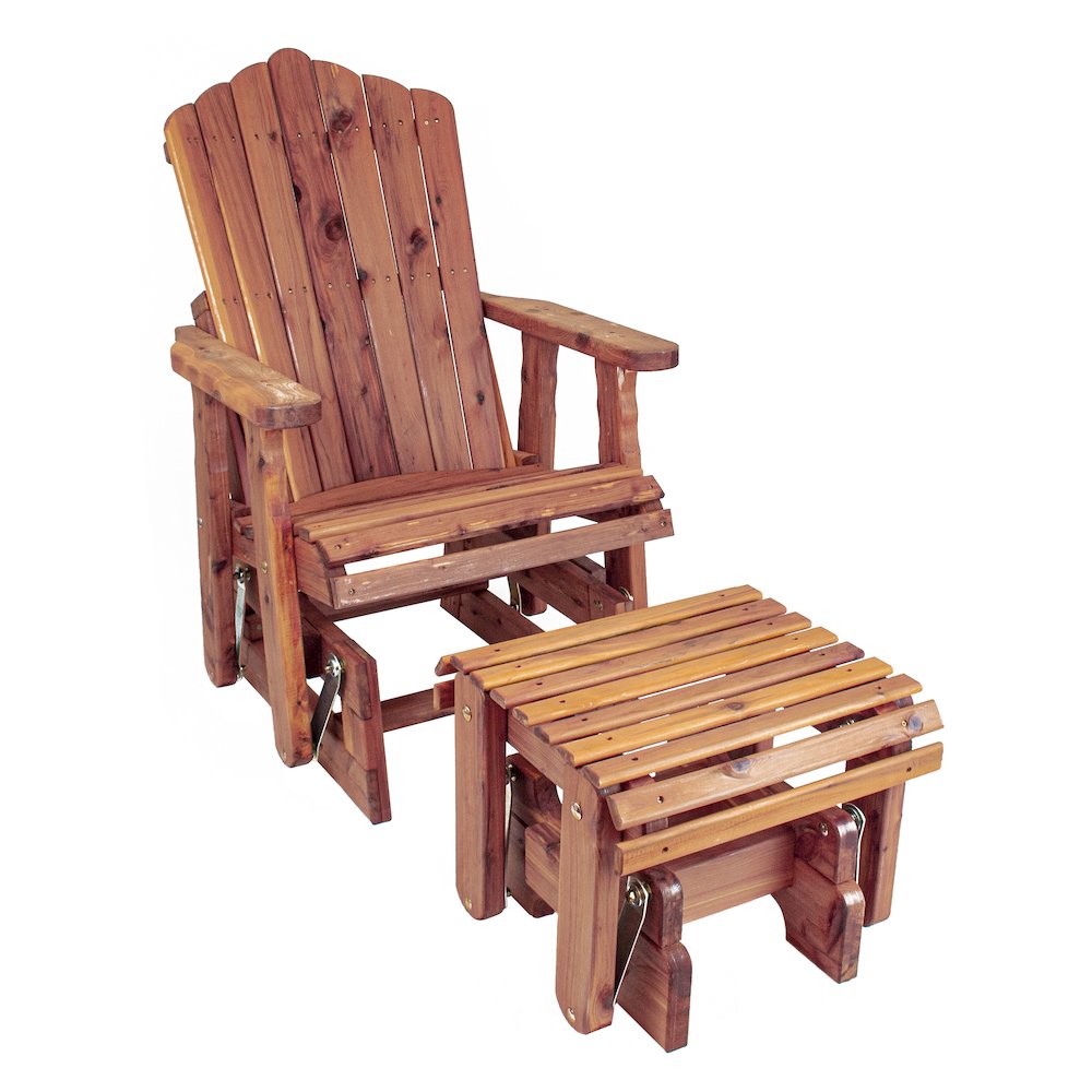Cedar Adirondack Glider W Gliding Ottoman