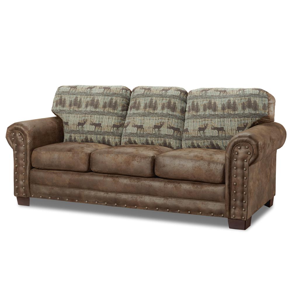American Furniture Classics Model 8505-90 Deer Teal Lodge Tapestry Sofa Sleeper